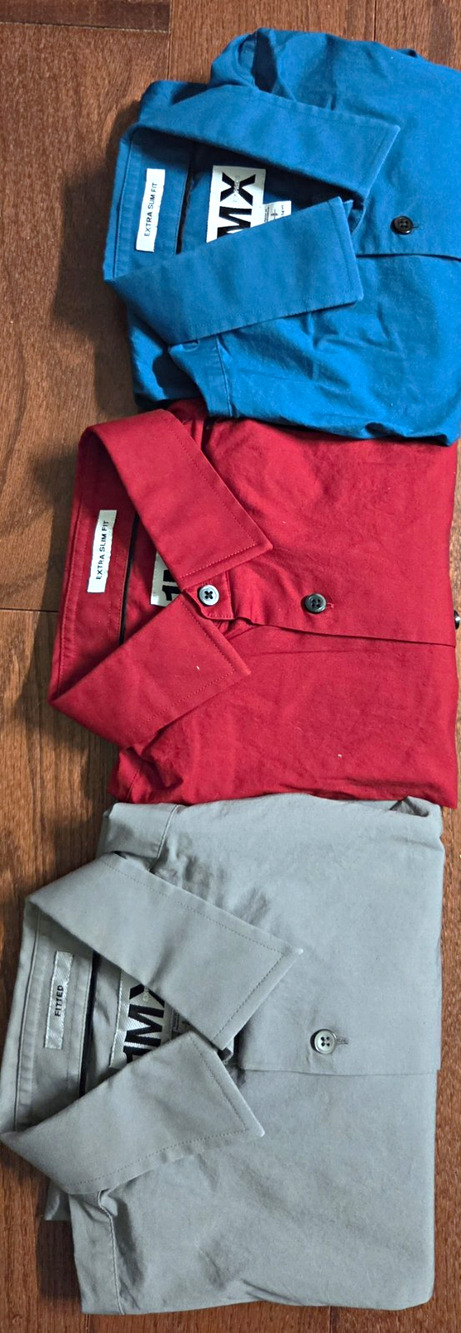 Express 1MX Mens Dress Shirt Lot 3 Sz S 14-14 1/2 32/33 Extra Slim 1 fitted